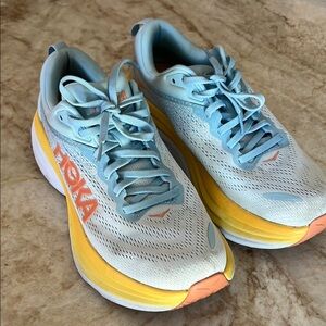 Hoka Women's Blue and Yellow Running Shoes